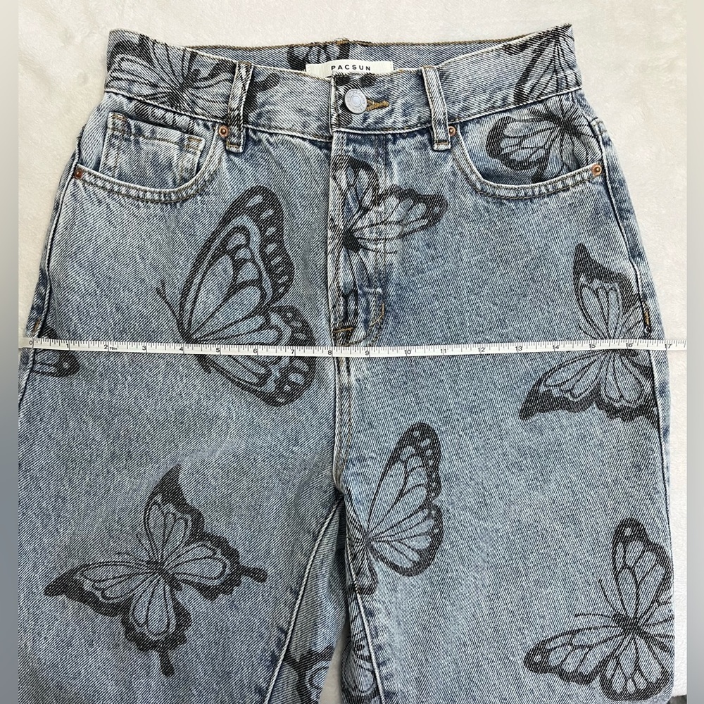 PacSun sz 25 Eco Butterfly Fairy High Waisted Straight Leg Grunge punk jeans - Picture 7 of 9